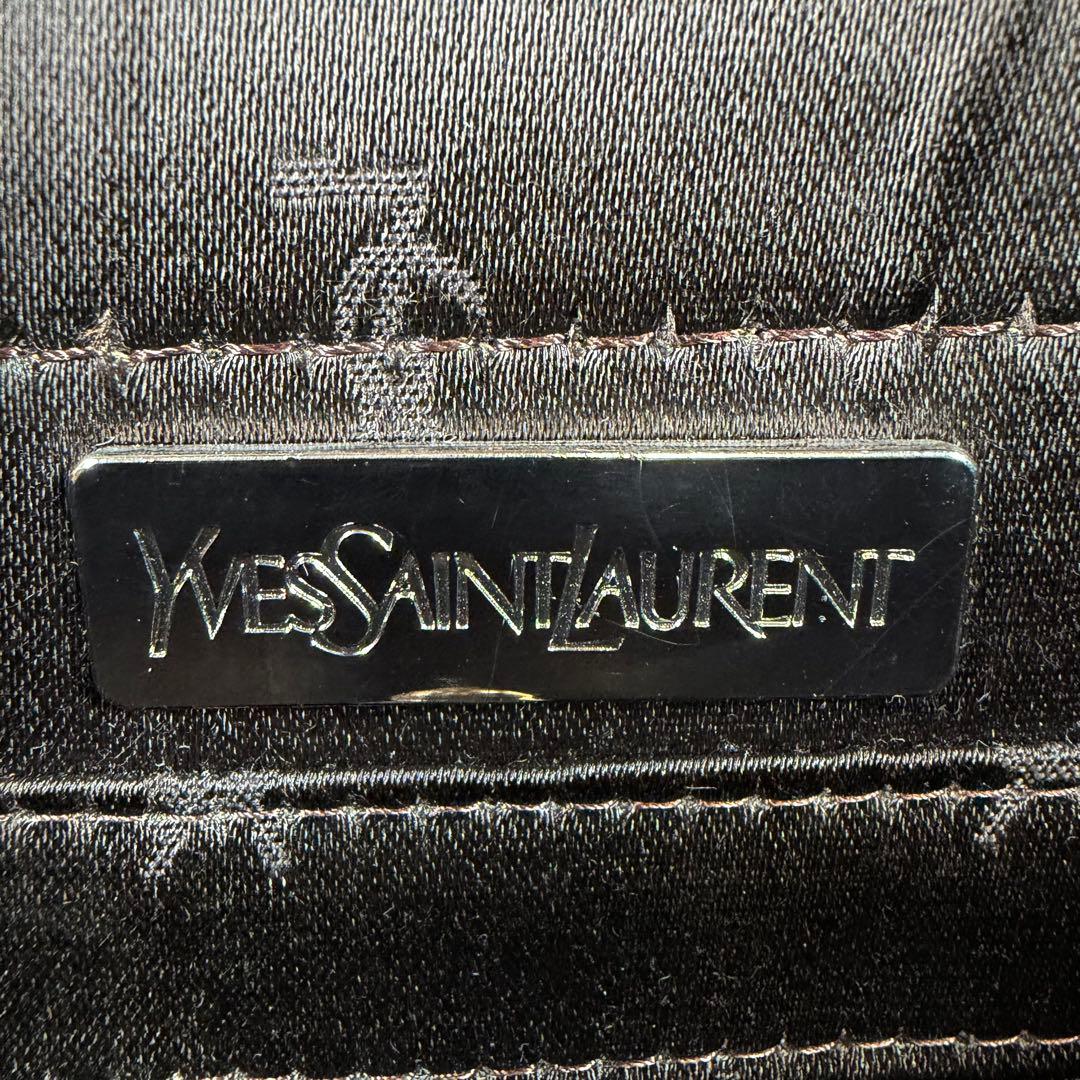 【極美品】イヴサンローラン　ワンショルダーバッグ　ナイロン　yslロゴ　ブラウン