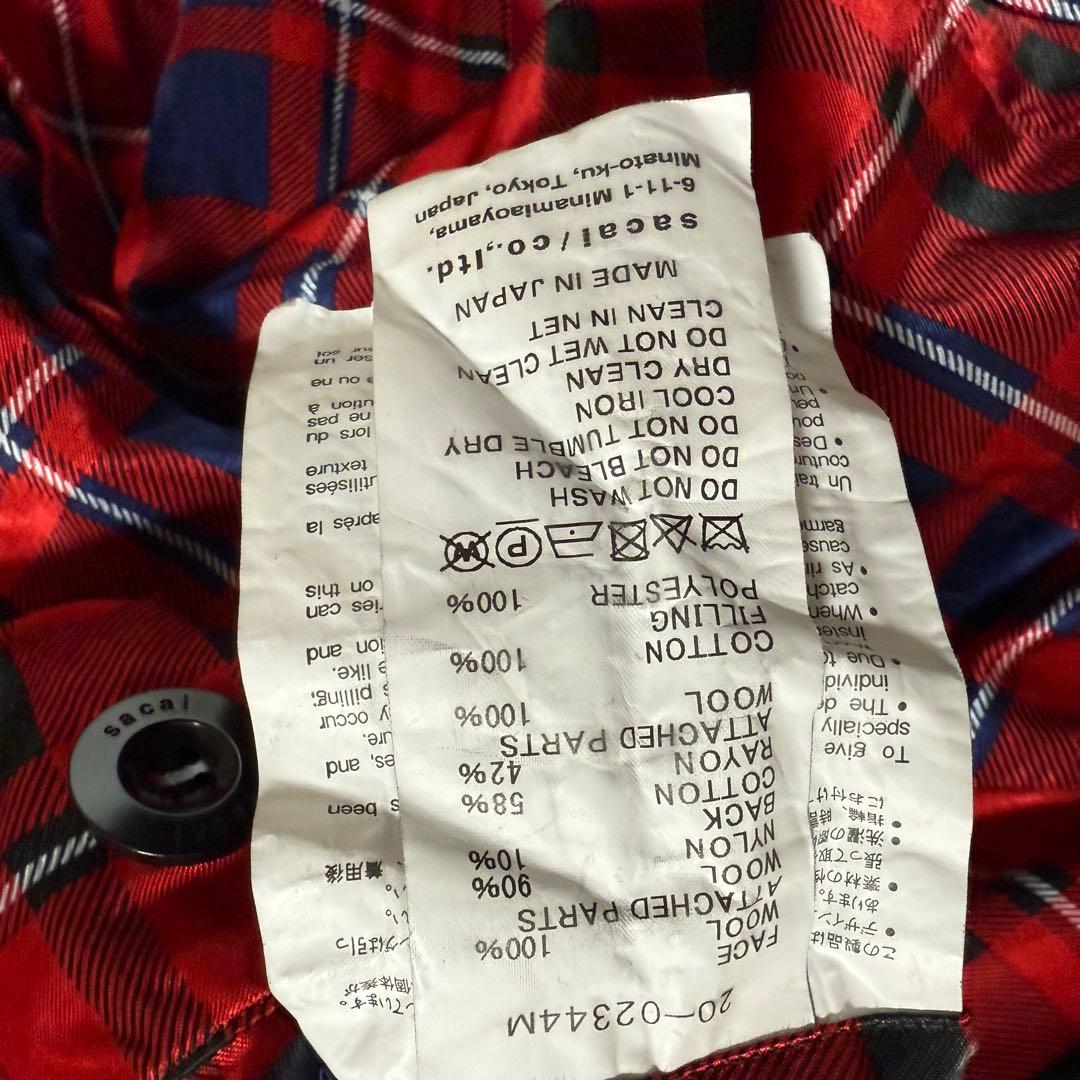 ジャケット・アウター sacai 20AW Reversible Check Coat
