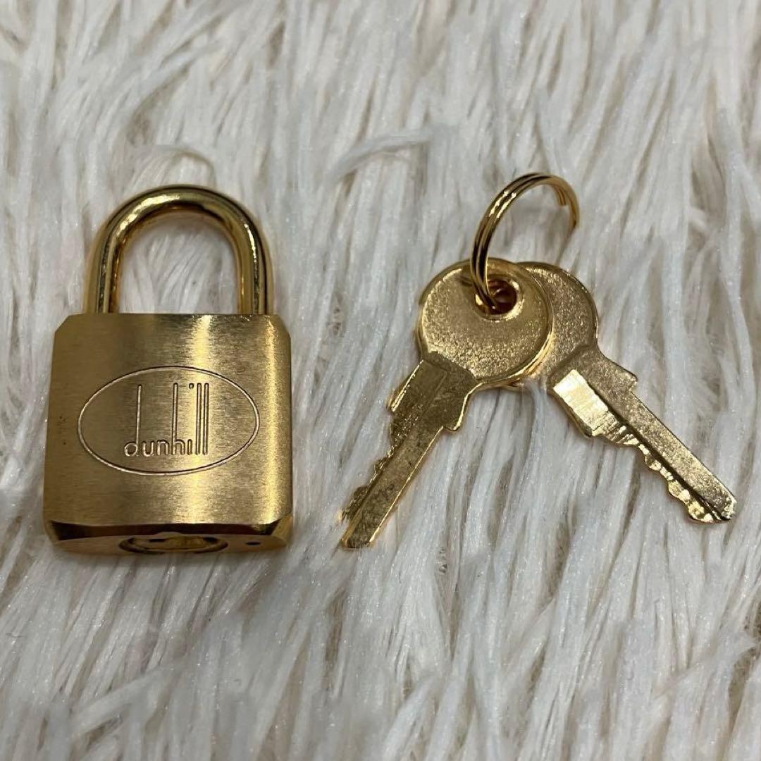 ダンヒル　ボストンバッグ　南京錠　鍵付き　PVC　レザー　ゴールド金具　チェック