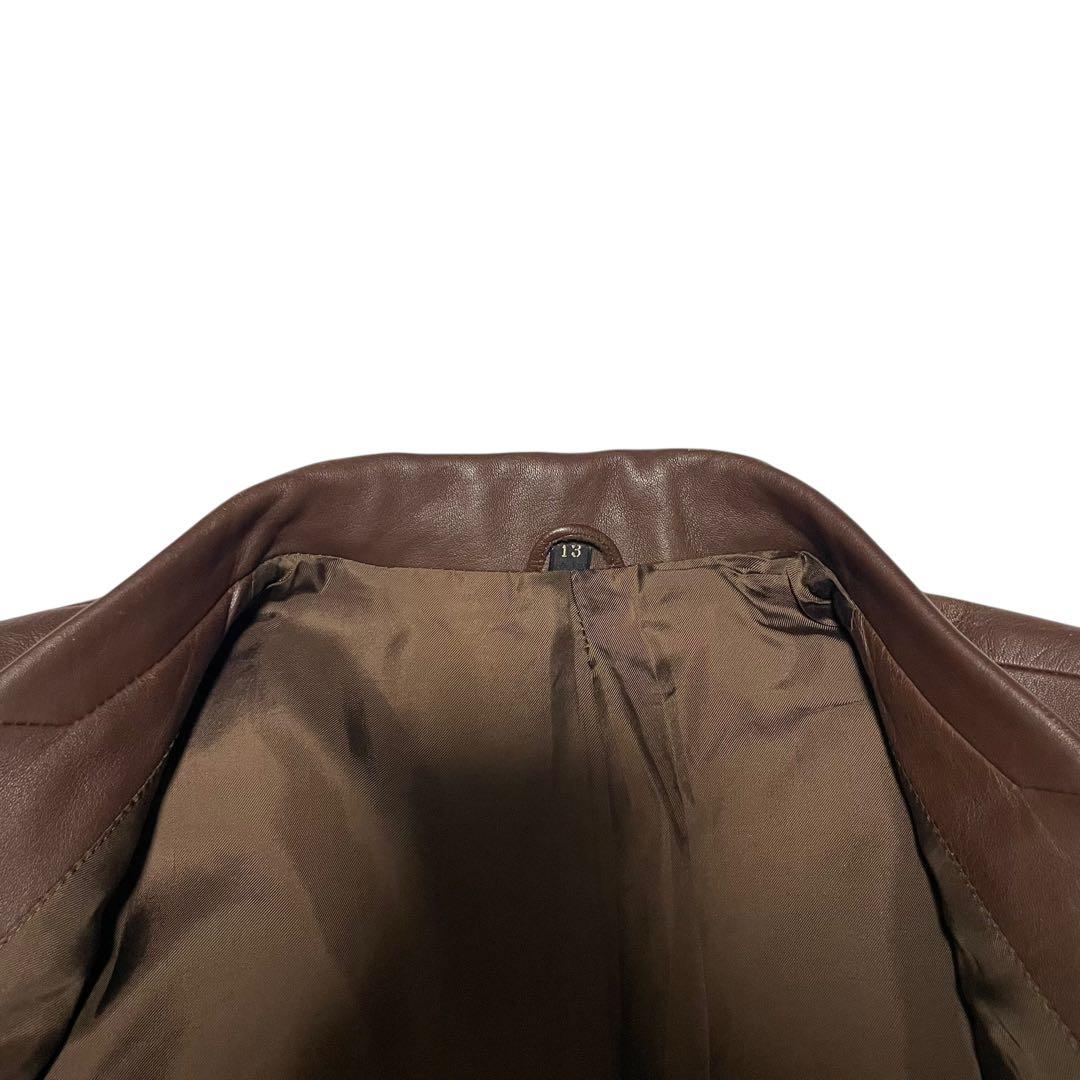 大きいサイズ【vintage】本革リアルレザーマキシ丈ガウンコート ブラウンXL