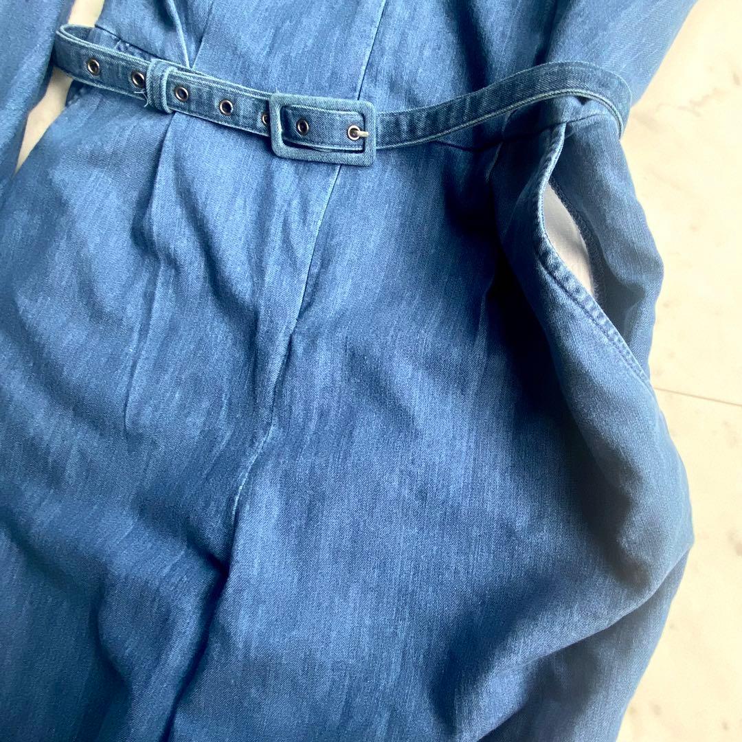 極美品レイチェルコーミー デニムシャンブレージャンプスーツ オールインワン 6