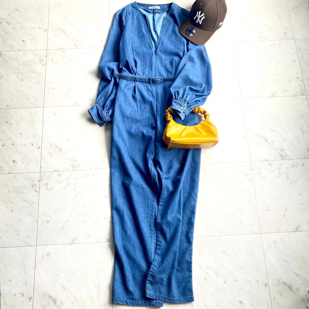 極美品レイチェルコーミー デニムシャンブレージャンプスーツ オールインワン 6