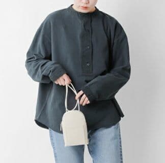 THE SHINZON コットンミリタリーヘンリーネックプルオーバーカットソー