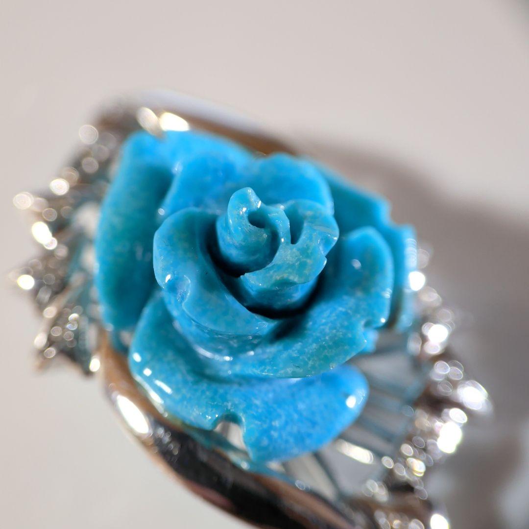 ペンダントトップ　K18WG　天然トルコ石　天然ダイヤモンド　7.65g　ソ付