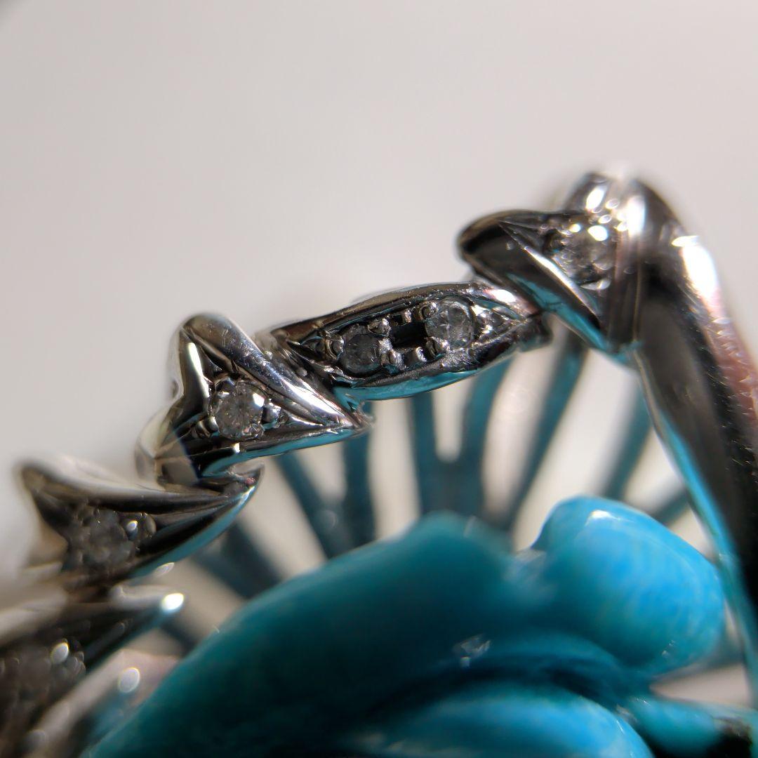 ペンダントトップ　K18WG　天然トルコ石　天然ダイヤモンド　7.65g　ソ付