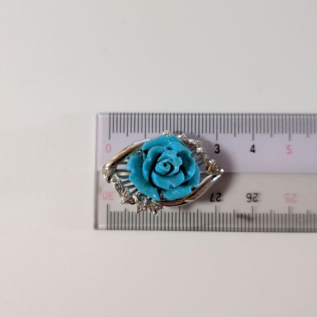 ペンダントトップ　K18WG　天然トルコ石　天然ダイヤモンド　7.65g　ソ付