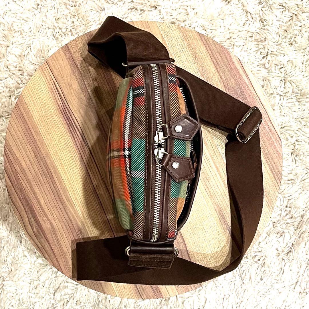 ✨希少✨ヴィヴィアンウエストウッド ショルダーバッグ コットン チェック柄 本革