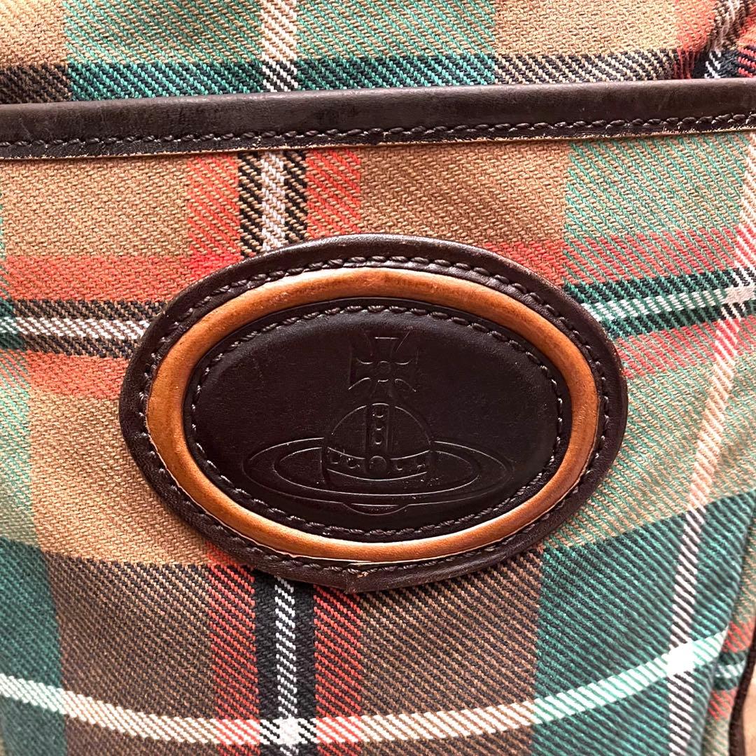 ✨希少✨ヴィヴィアンウエストウッド ショルダーバッグ コットン チェック柄 本革