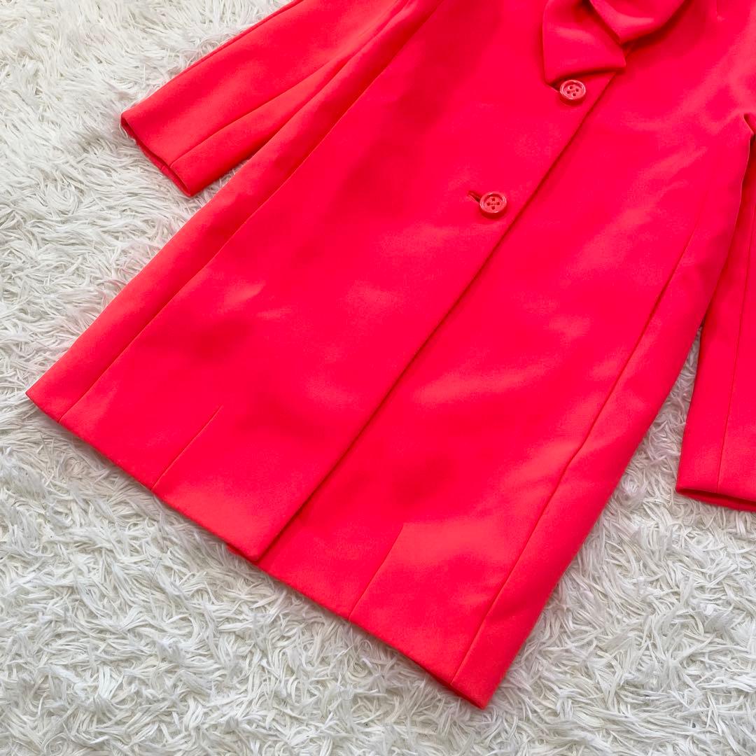 【極美品】ケイトスペード コート ロング ビッグリボン ノーカラー Aライン