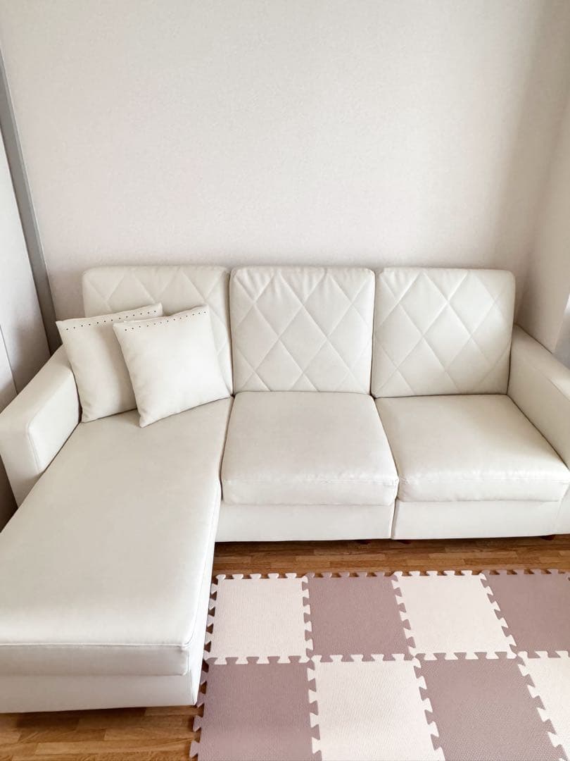 【直接引取り限定】LOWYA ロウヤ 3人掛け PVCカウチソファ