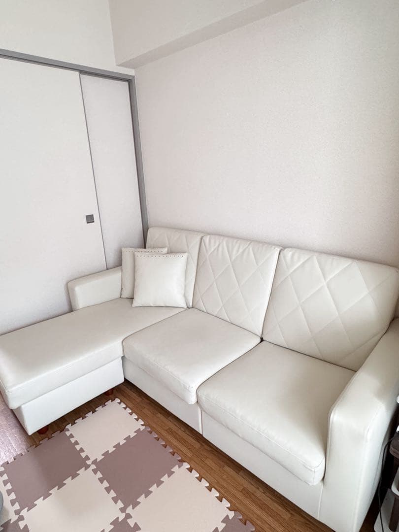 【直接引取り限定】LOWYA ロウヤ 3人掛け PVCカウチソファ