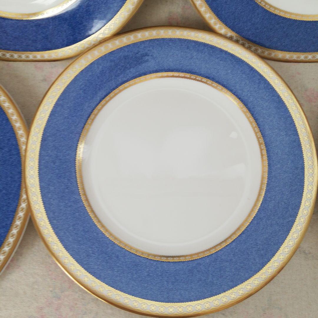 ウェッジウッド☆ユーランダーパウダーブルー青い装飾の陶磁器皿5枚セット