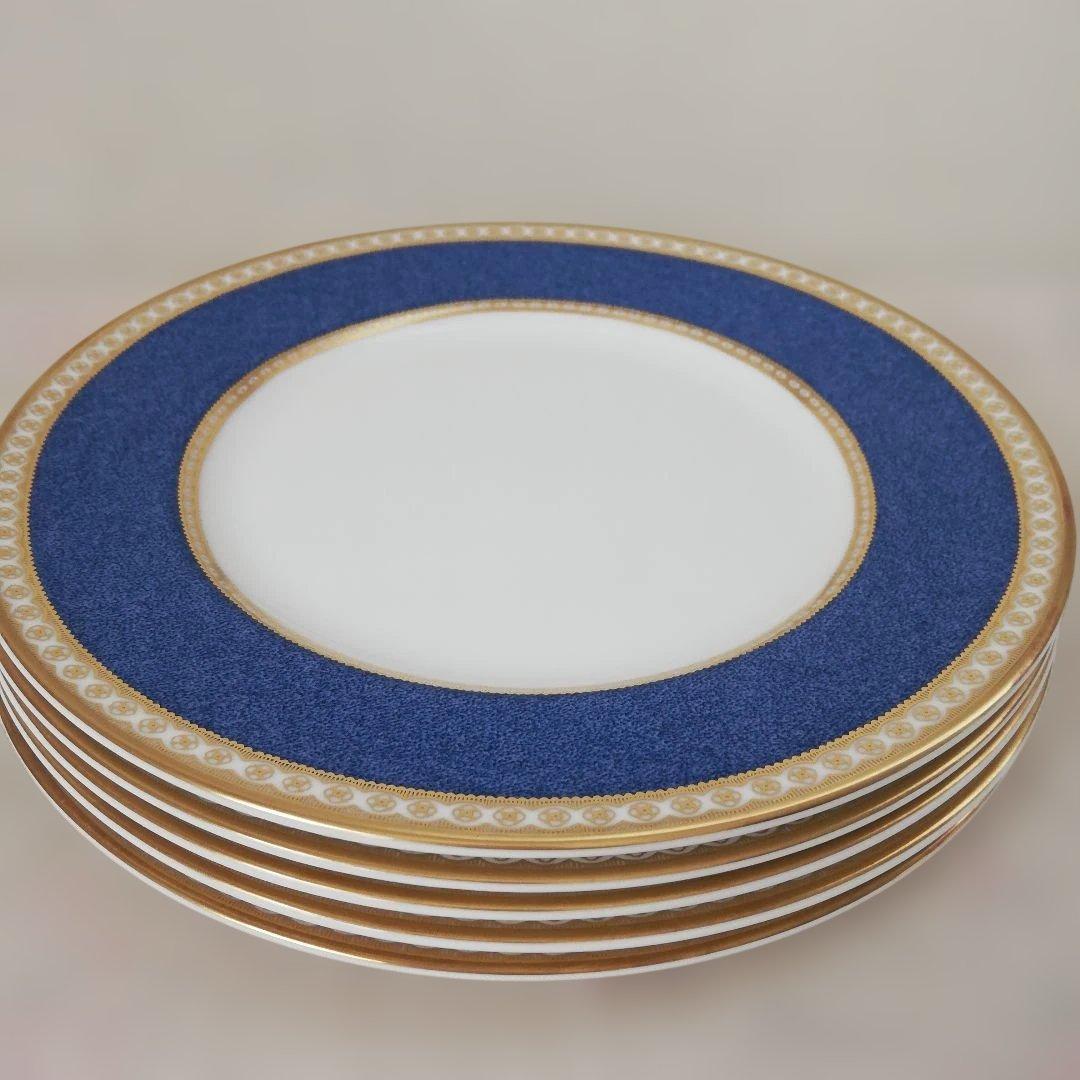 ウェッジウッド☆ユーランダーパウダーブルー青い装飾の陶磁器皿5枚セット