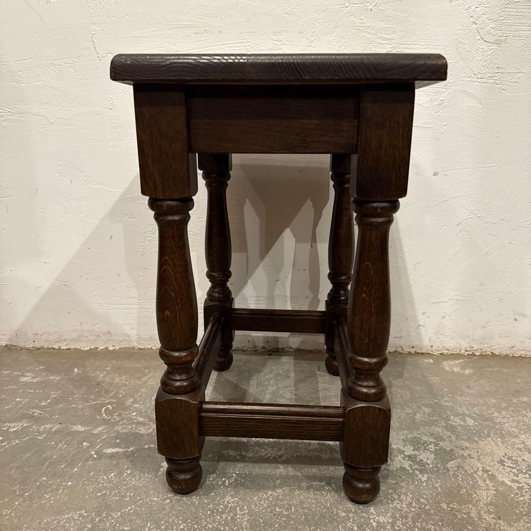 ヴィンテージ　木製サイドテーブル　ベッドサイドテーブル　花台