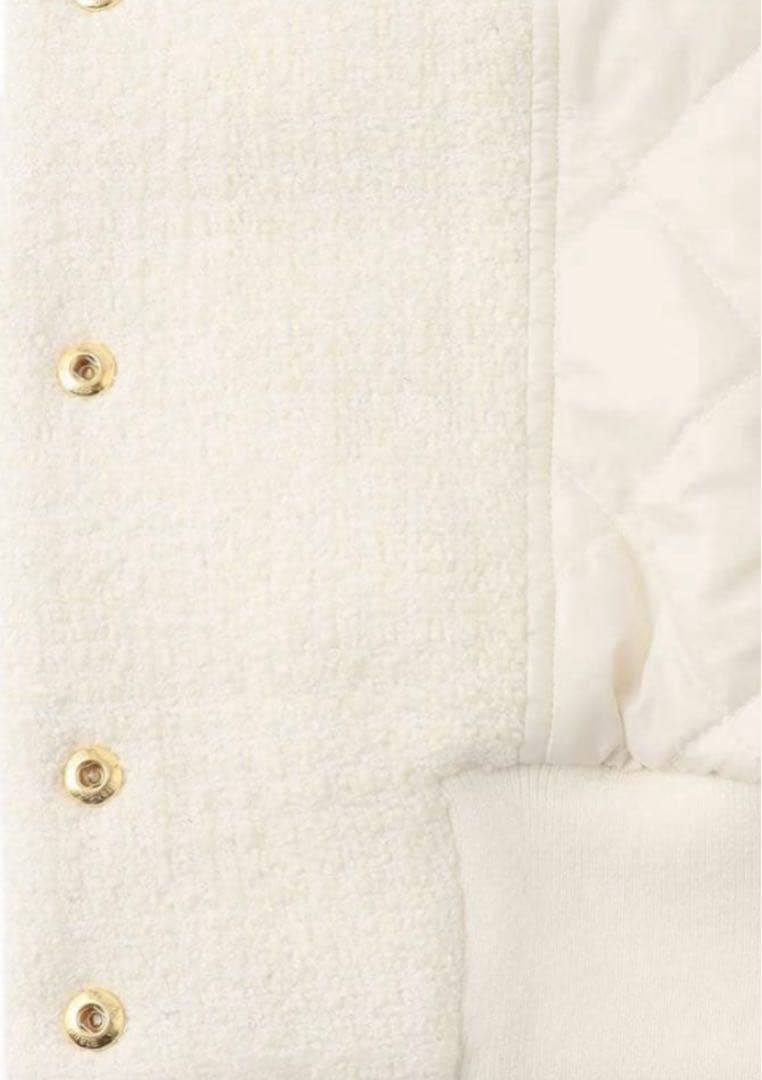 BEIGE ベイジ ツイードジャンパー 白 ブルゾン ダウン
