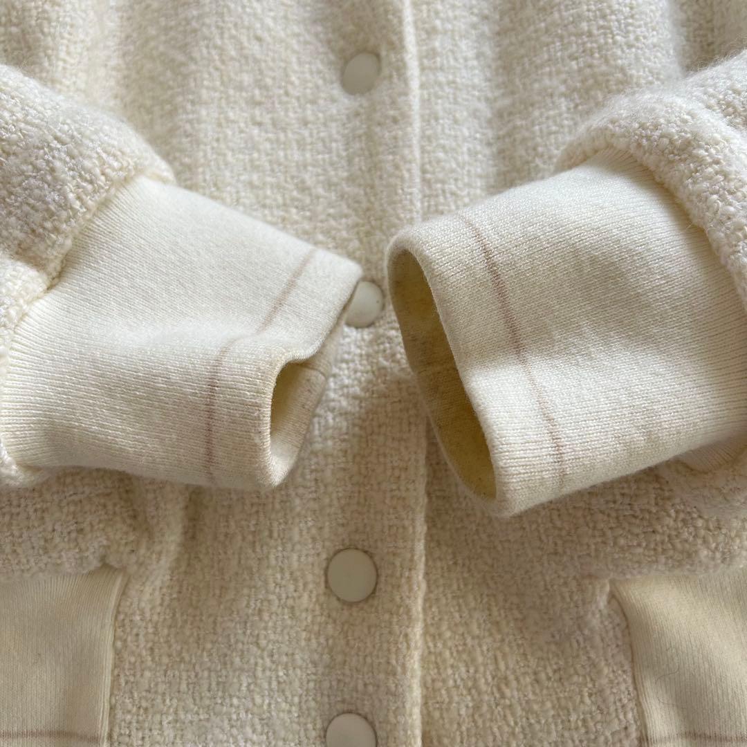 BEIGE ベイジ ツイードジャンパー 白 ブルゾン ダウン