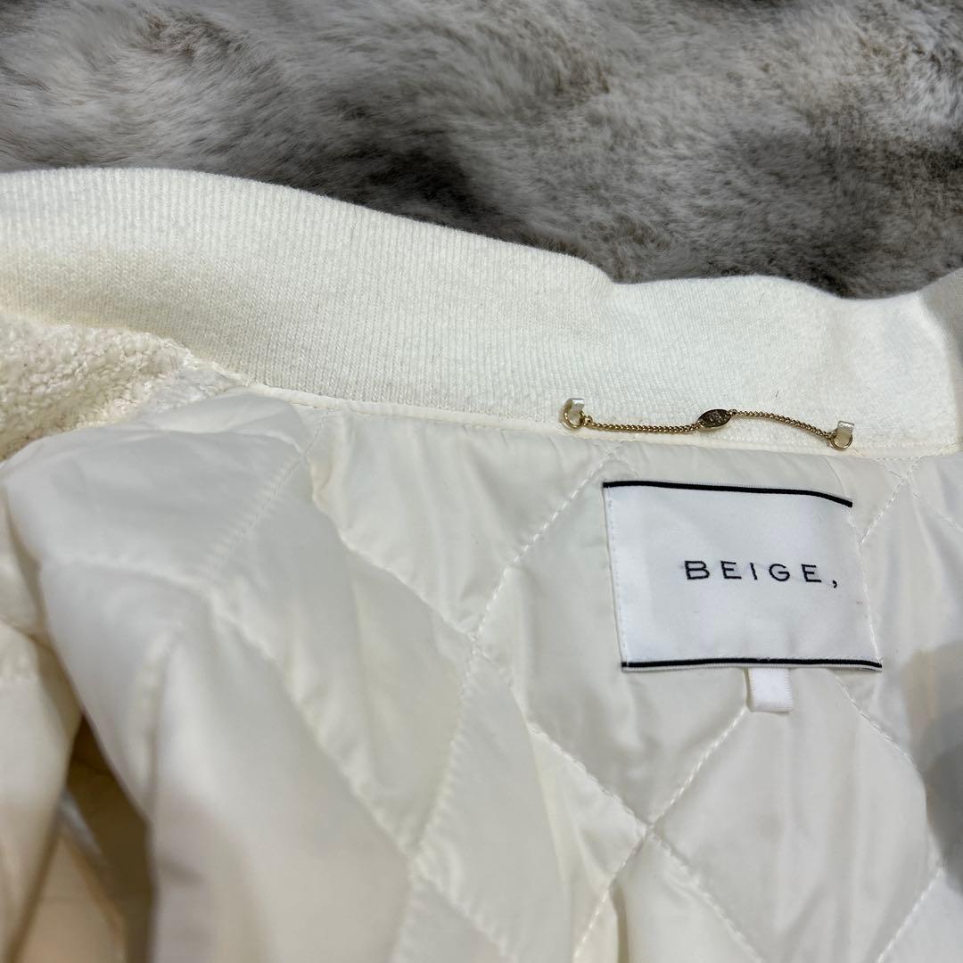 BEIGE ベイジ ツイードジャンパー 白 ブルゾン ダウン