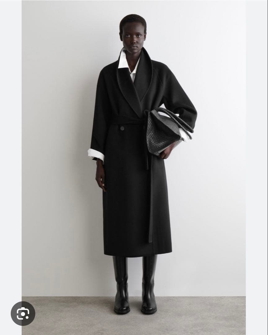 cos ベルト付きダブルフェイスウールコート