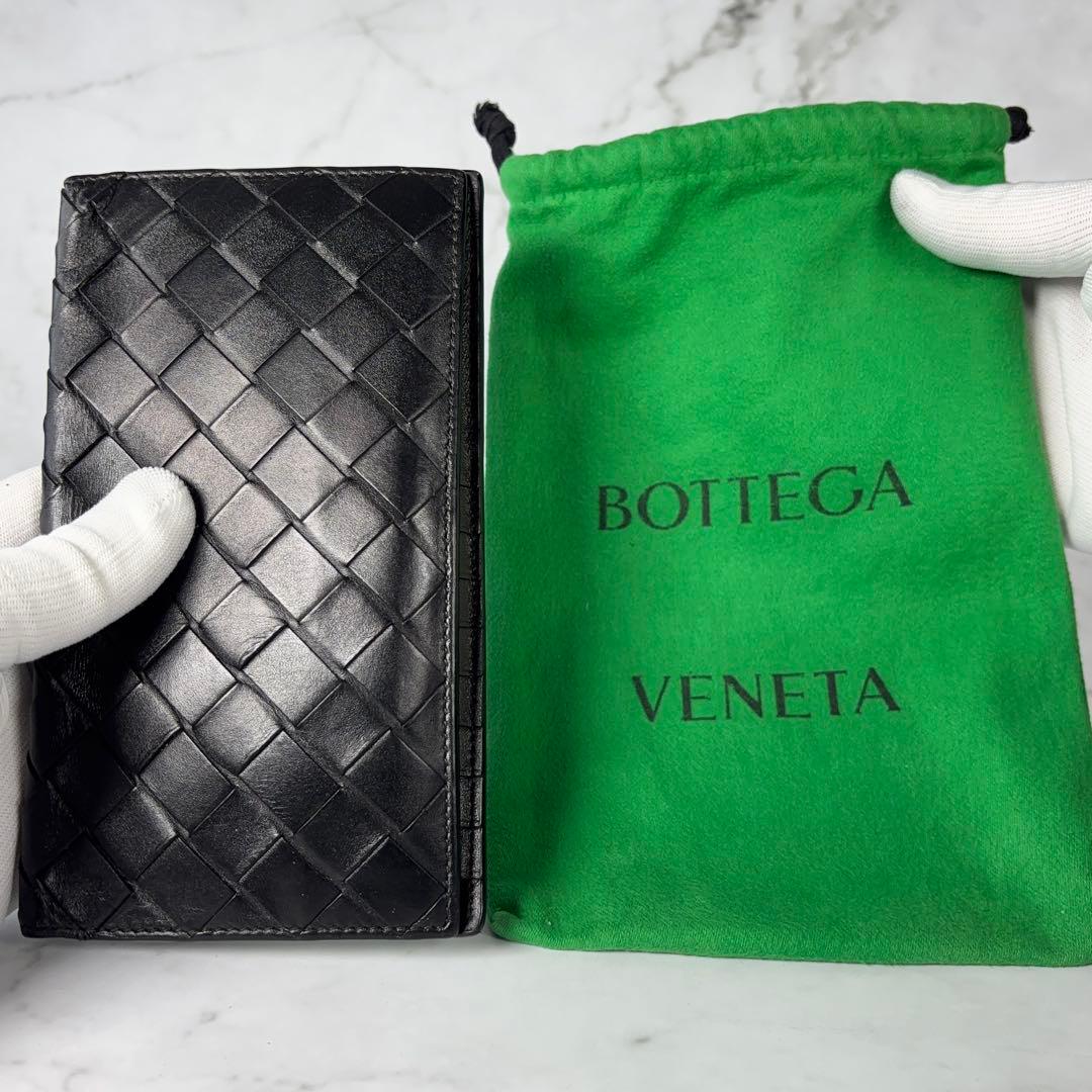 BOTTEGA VENETA 2つ折り 長財布 イントレチャート ブラック
