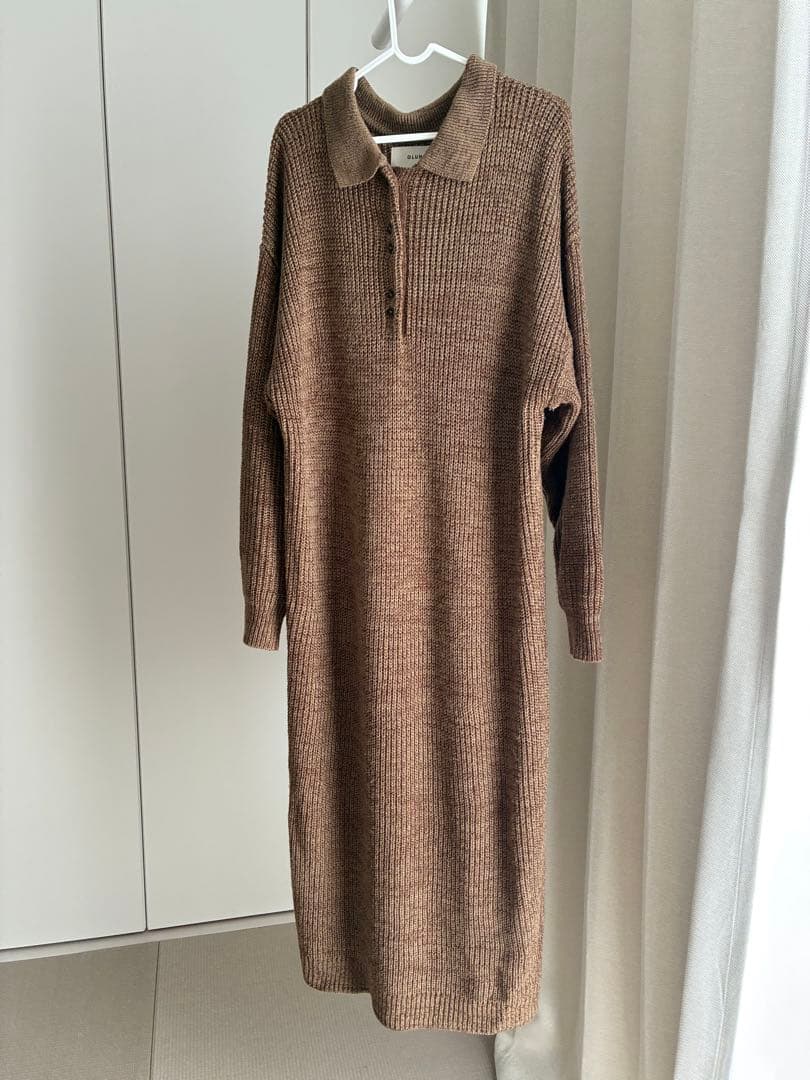 OLUN ニットポロワンピース