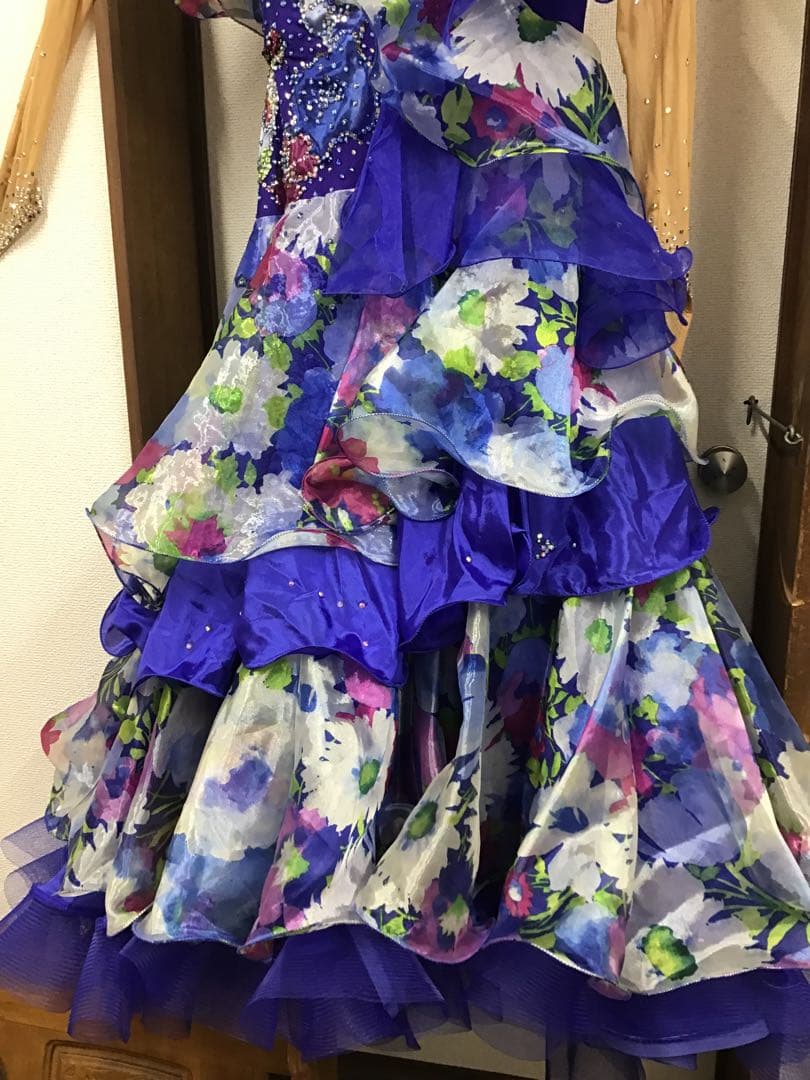 タカダンス　ドレス　ブルー　プリント花柄