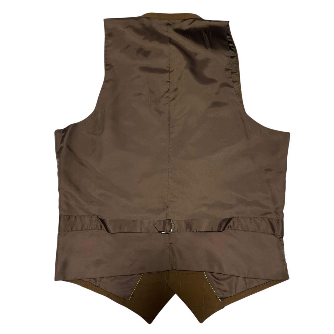 【ACE】スリーピース カジュアルスーツセットアップ チェック ベスト 茶 S