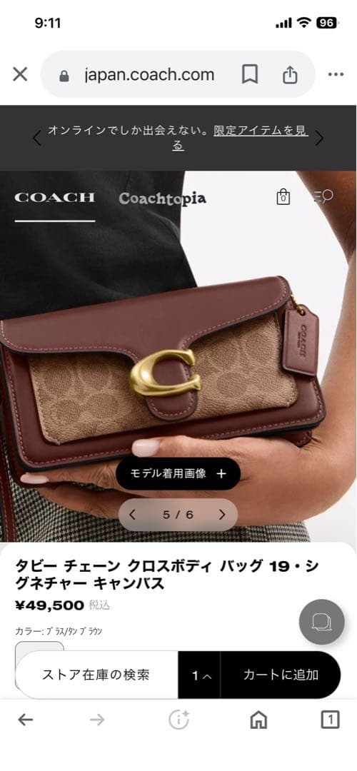 タビー チェーン クロスボディ バッグ 19・シグネチャー キャンバス