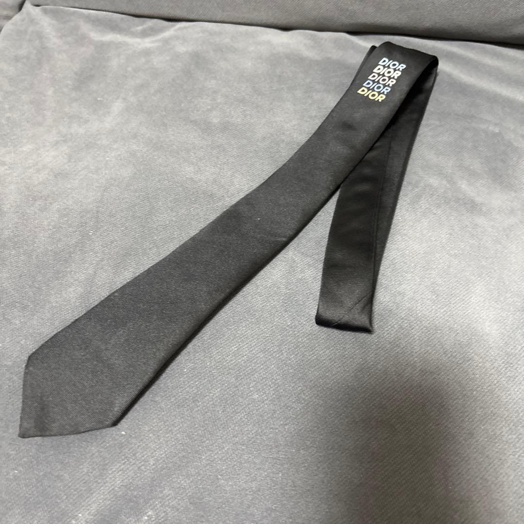 Dior 黒 シルク ネクタイ ロゴ入り