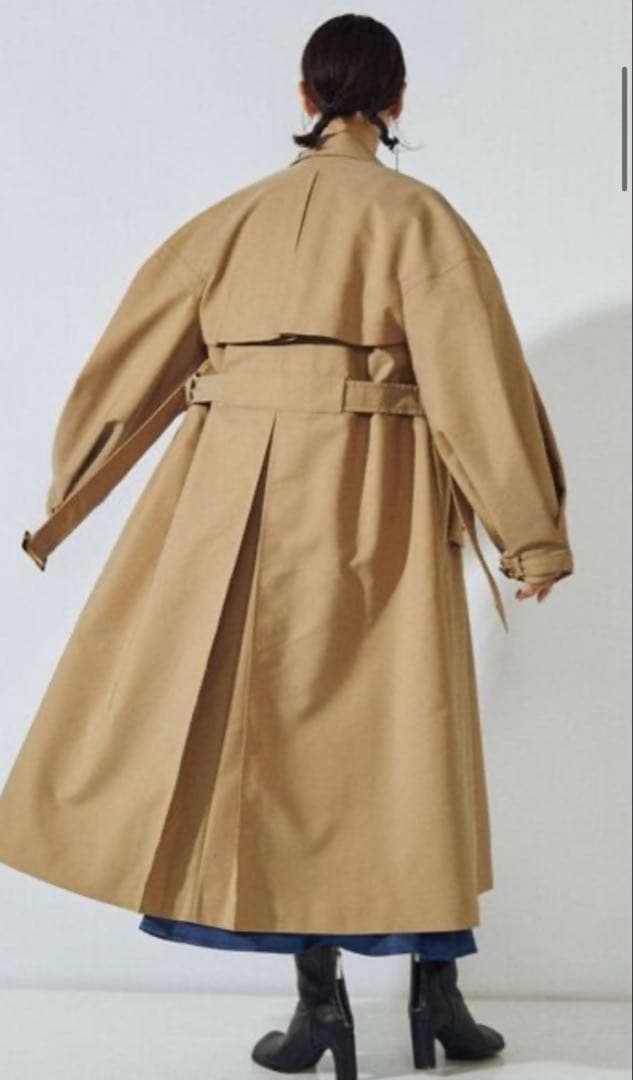 美品 UN3D. アンスリード ステッチトレンチコート キャメル
