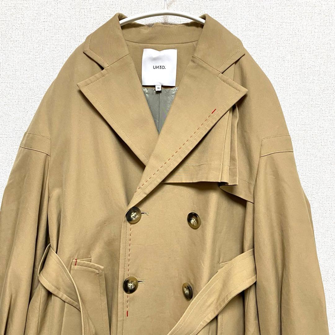 美品 UN3D. アンスリード ステッチトレンチコート キャメル