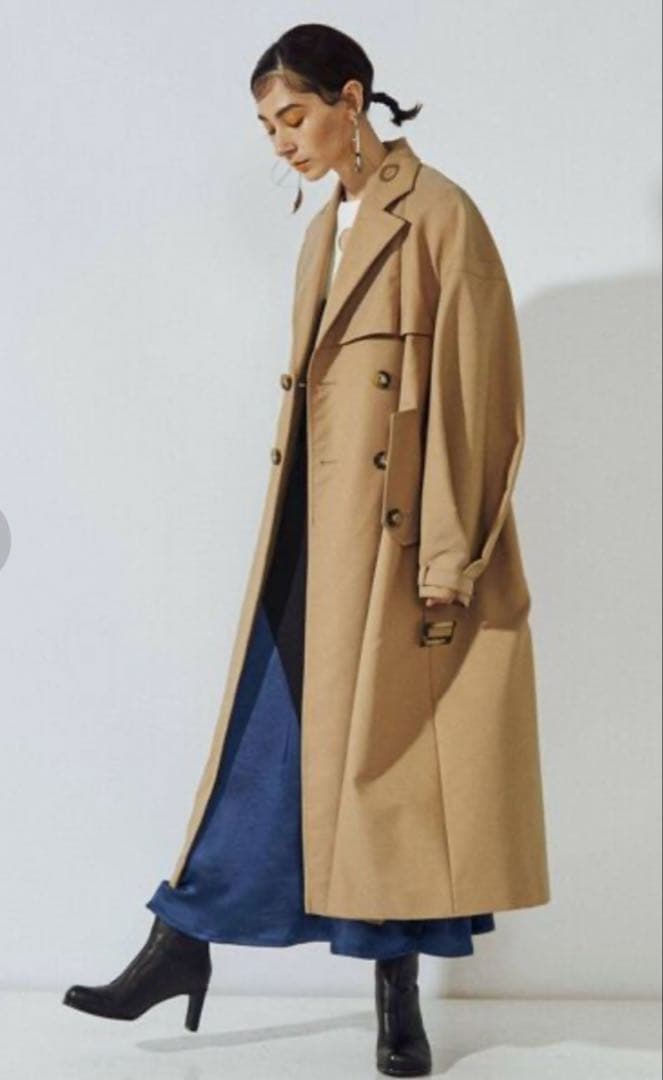 美品 UN3D. アンスリード ステッチトレンチコート キャメル