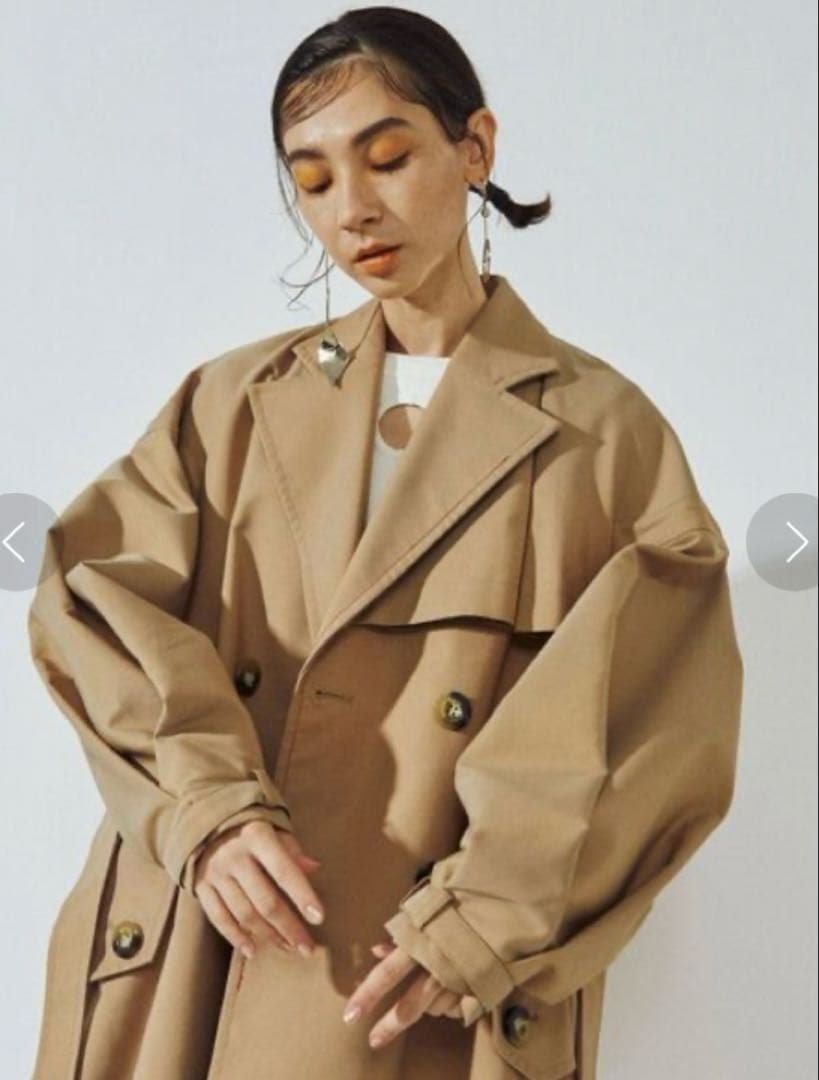 美品 UN3D. アンスリード ステッチトレンチコート キャメル