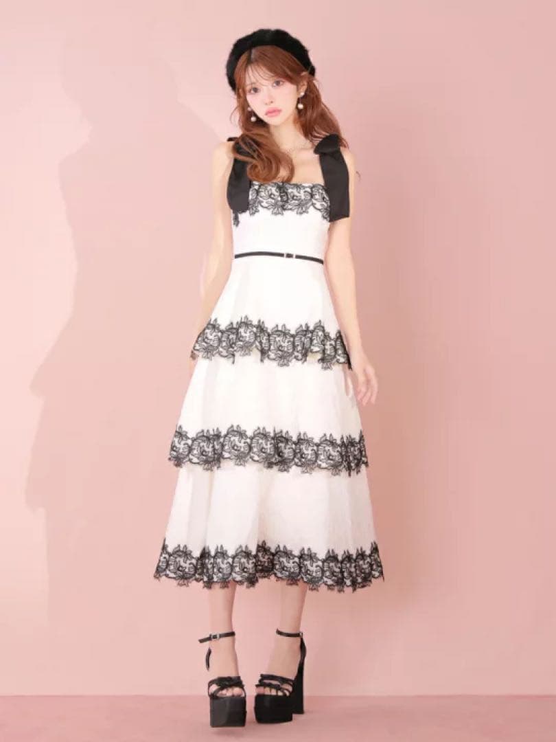 ホワイトfm3487 ディアバイローブドフルール　エルケイ　キャバドレス