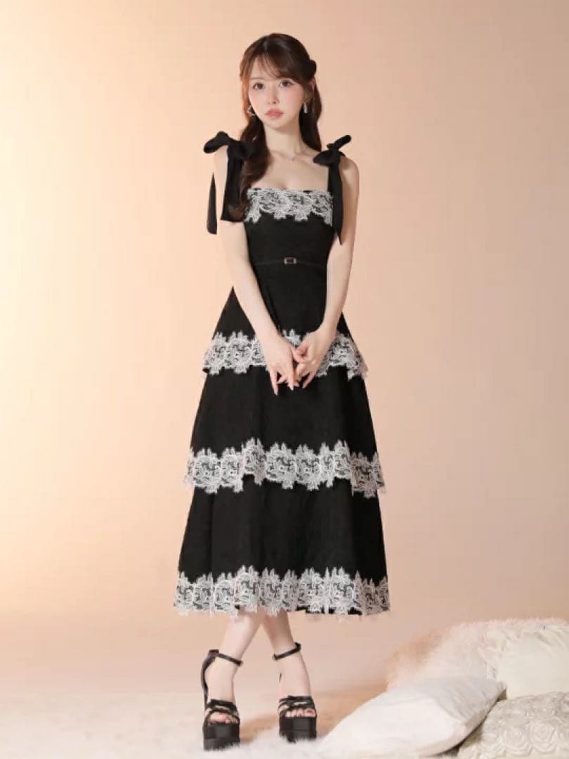 ホワイトfm3487 ディアバイローブドフルール　エルケイ　キャバドレス