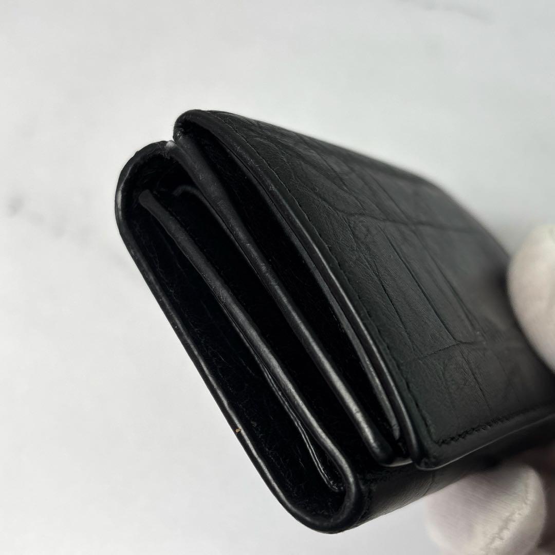 SAINT LAURENT ブラック クロコダイル柄財布