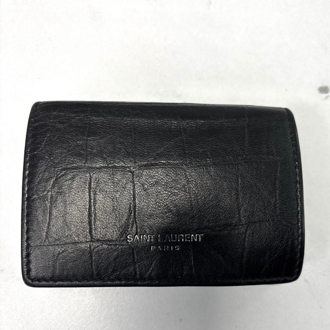 SAINT LAURENT ブラック クロコダイル柄財布