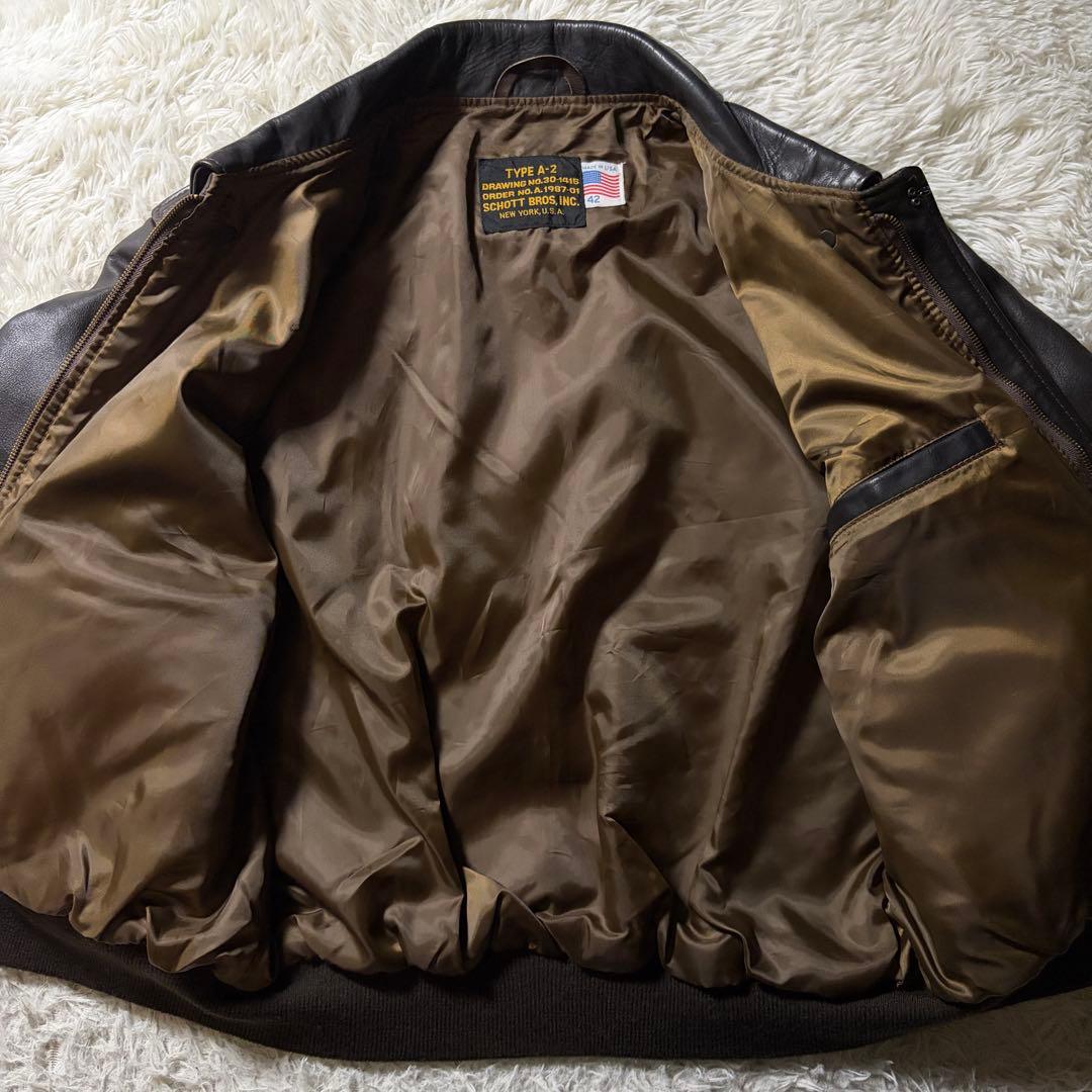 美品■schott フライトジャケット　A-2 131 ブラウン　本革　42