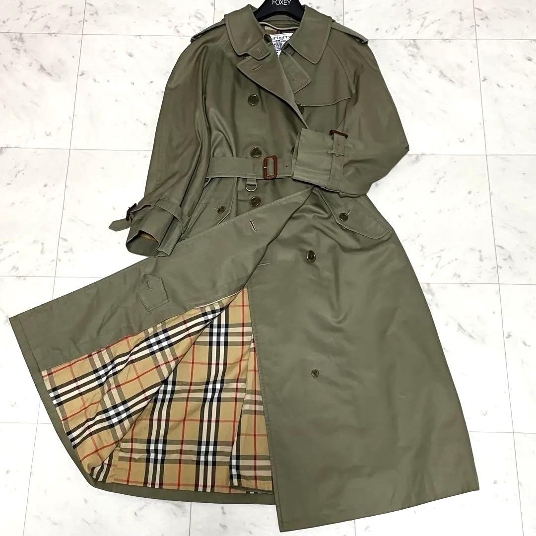 着丈110 ✨未使用級✨バーバリー ロングトレンチコート ノバチェック カーキ