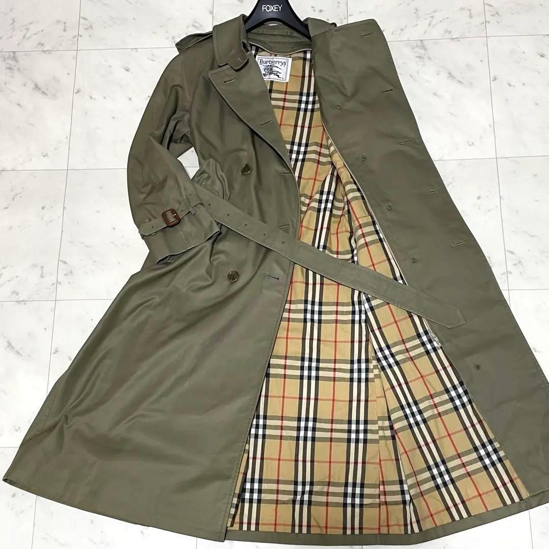 着丈110 ✨未使用級✨バーバリー ロングトレンチコート ノバチェック カーキ