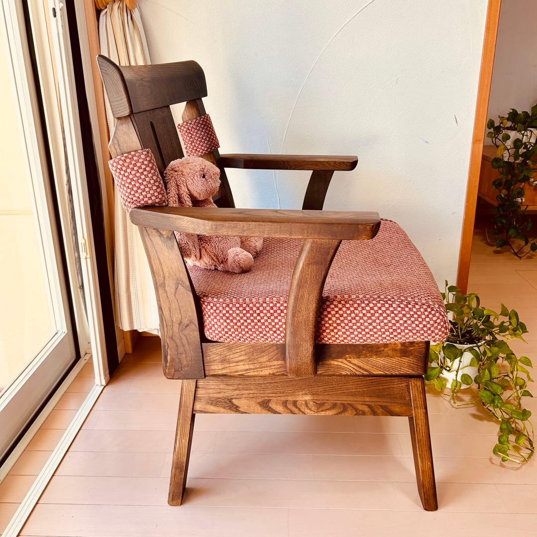 【極美品】ニトリ ヤマトチェア 布張り 天然木 回転式 ダイニング