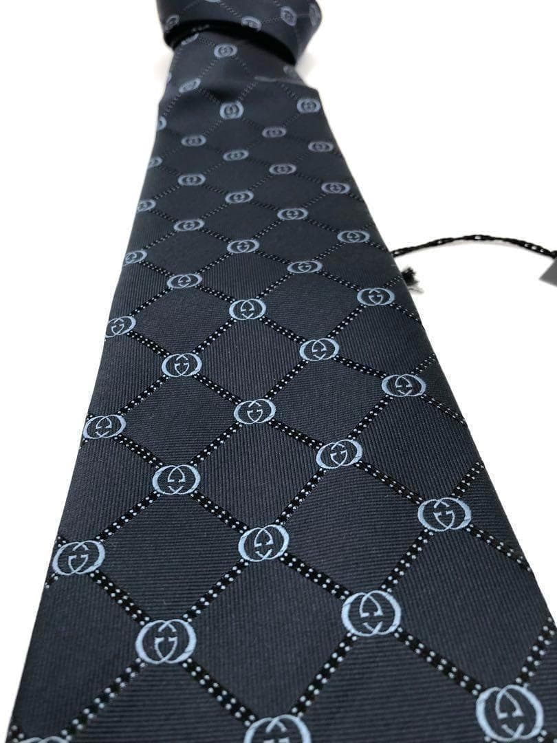 【未使用】 グッチ GUCCI ネクタイ ネイビー GG柄 タグ付き