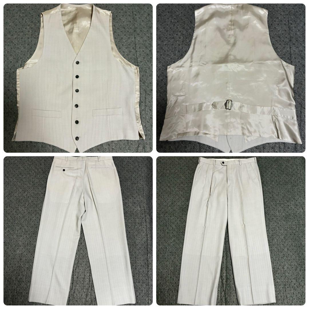 美品／希少XL TENORAS スリーピース　スーツ　ヘリンボーン　ライトグレー