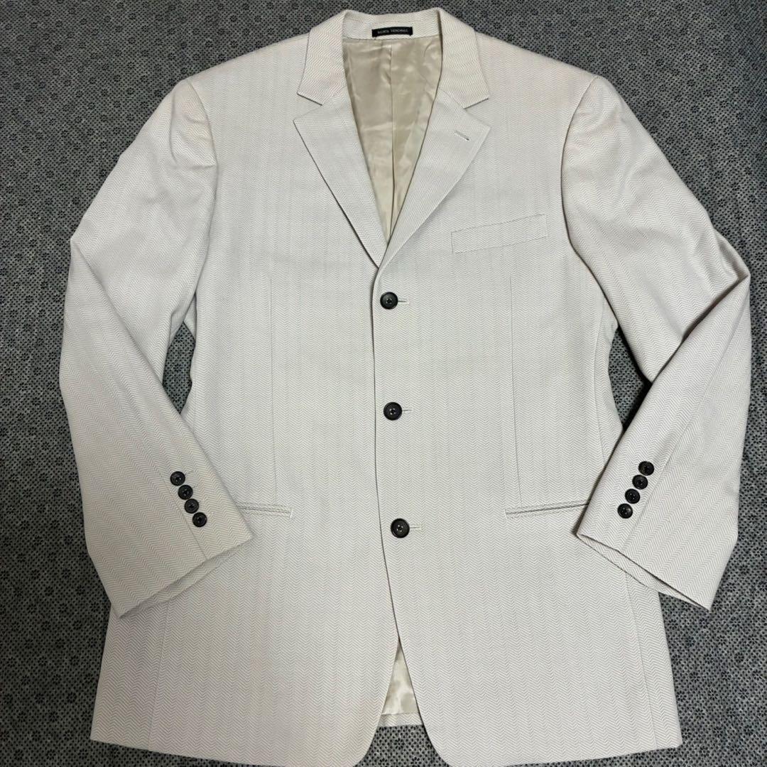 美品／希少XL TENORAS スリーピース　スーツ　ヘリンボーン　ライトグレー