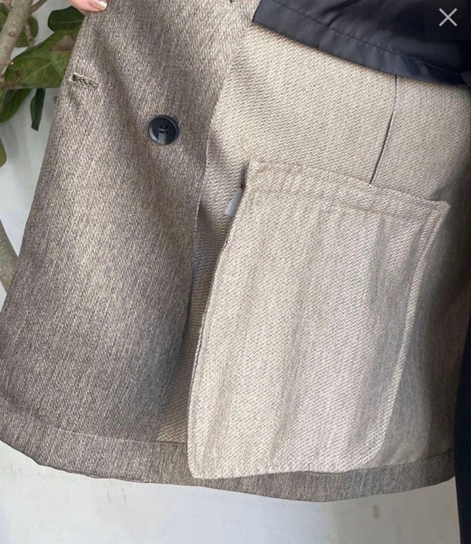 美品　doudou ヘリンボンダブルジャケット ベージュ