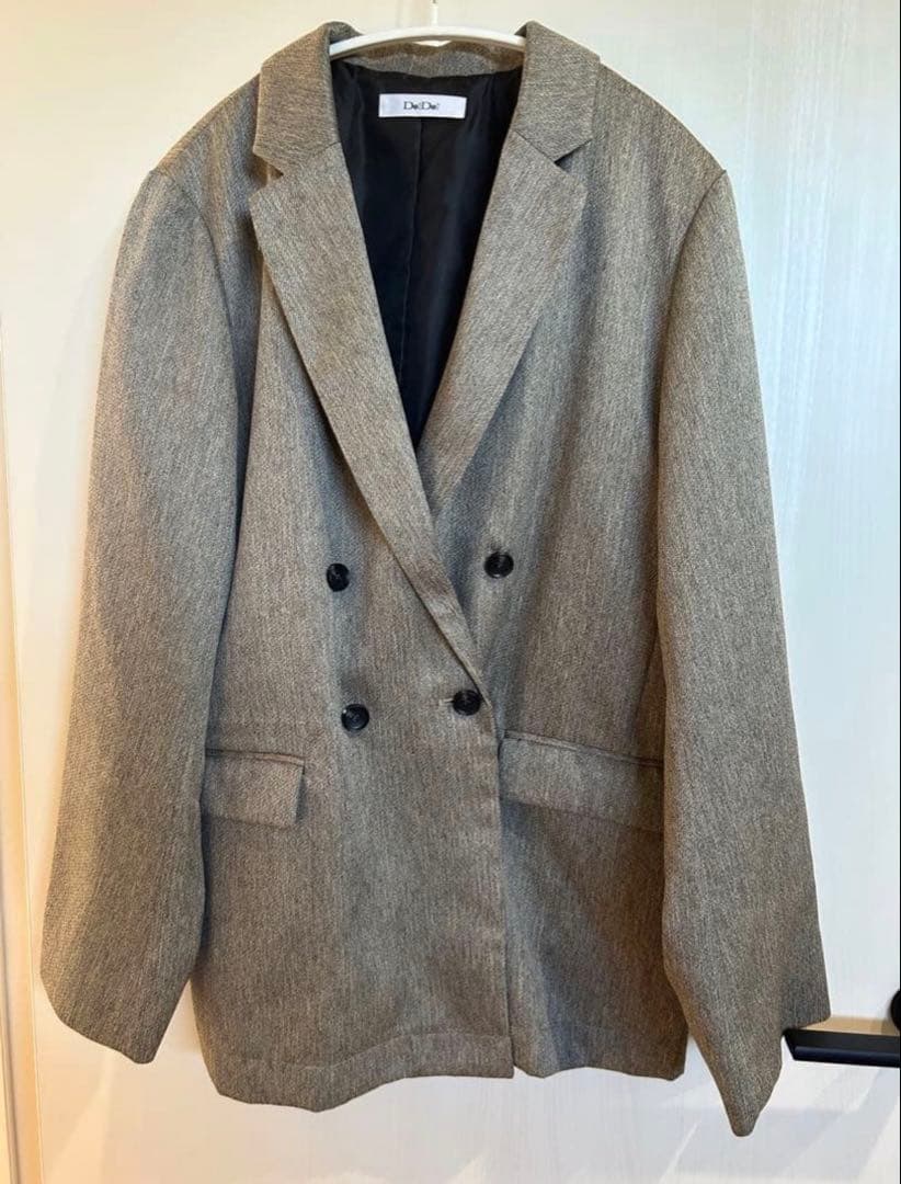 美品　doudou ヘリンボンダブルジャケット ベージュ