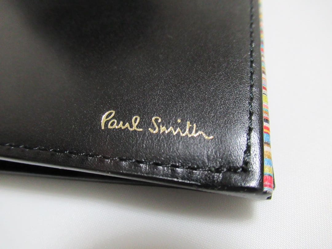 hamrab ポールスミス 新品訳あり！シグネチャーストライプ牛革財布 黒