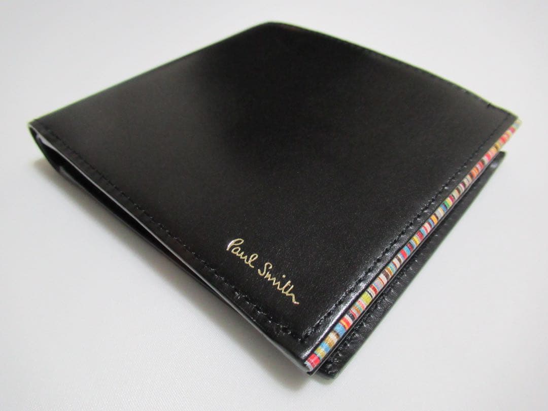 hamrab ポールスミス 新品訳あり！シグネチャーストライプ牛革財布 黒