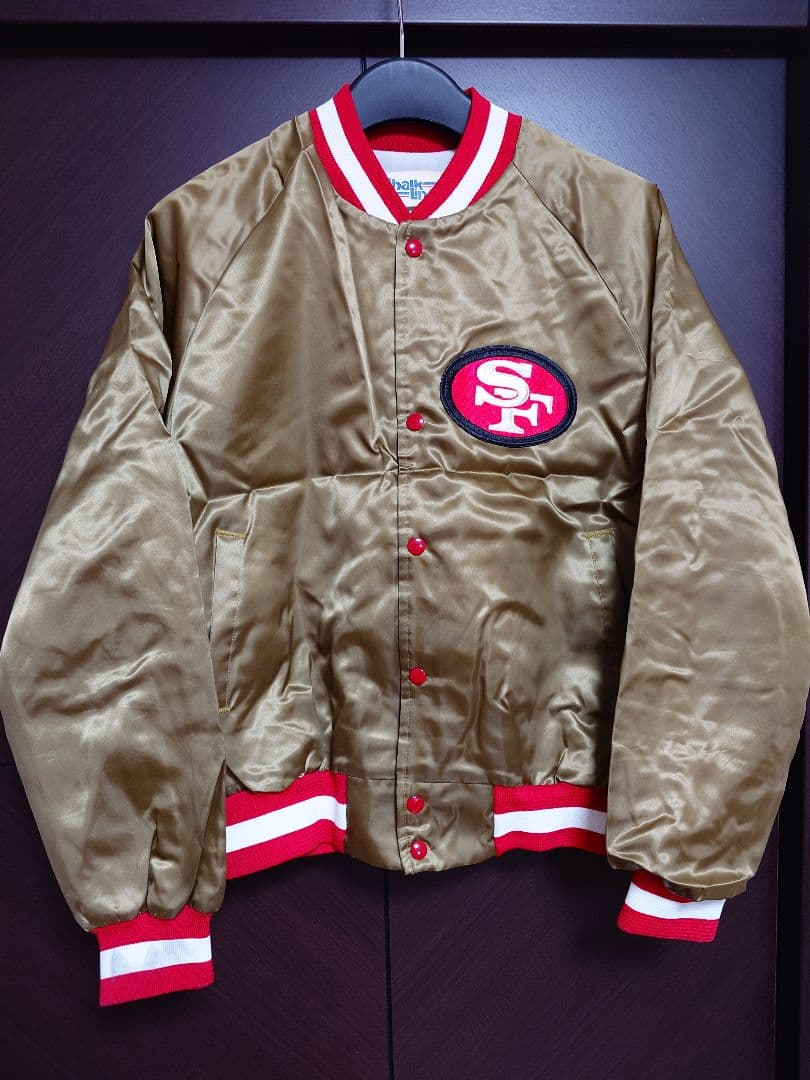 80s 希少 中綿無し chalkline 49ers スタジャン Lサイズ