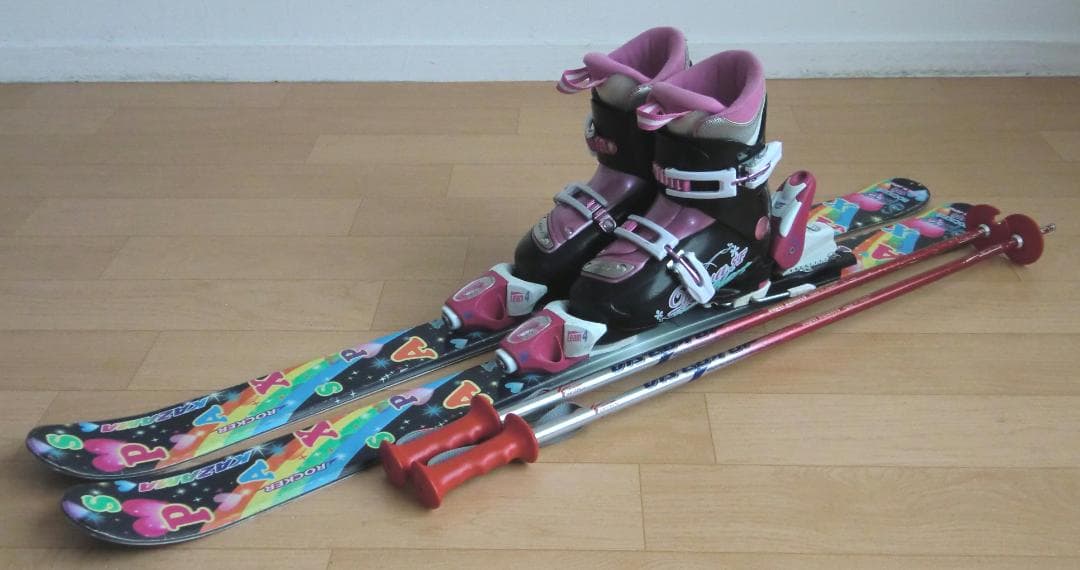 ■■送料無料■KAZAMA■子供用スキー4点セット■板106/靴19■WAX■■