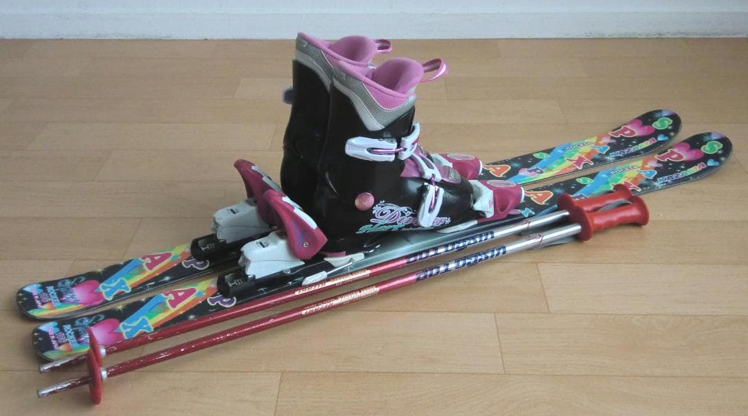 ■■送料無料■KAZAMA■子供用スキー4点セット■板106/靴19■WAX■■